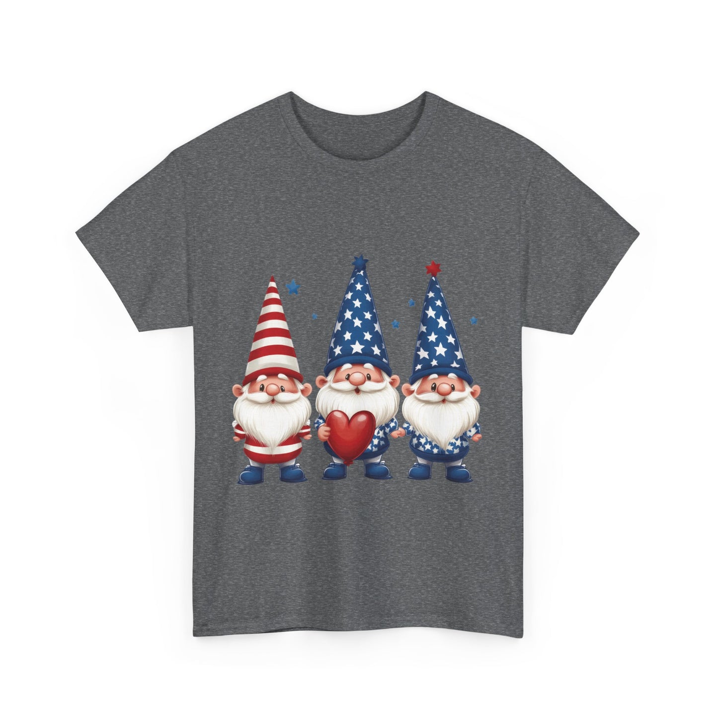 Patriotic Gnome Unisex Heavy Cotton Tee - Cute Tee for Independence Day, Casual Wear, Gift for Gnome Lovers, Summer Style