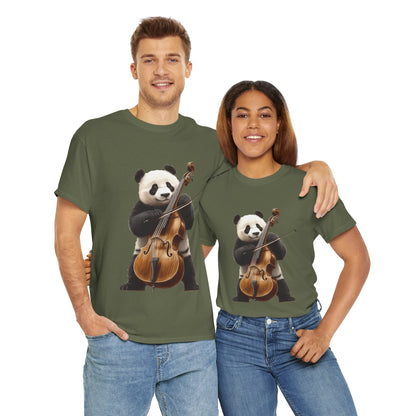 Panda Musician Tee - Cute Animal Graphic Shirt for Music Lovers, Gift for Panda Fans, Unique Concert Outfit, Casual Wear, Cellist Panda