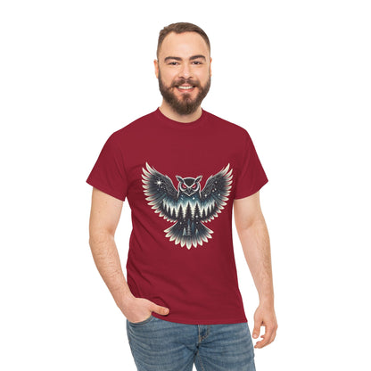 Mystical Owl Graphic Tee, Wildlife Lover Gift, Nature Shirt, Festival Wear, Boho Style, Night Bird Graphic T-Shirt