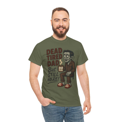 Dead Tired Dad Funny Zombie Coffee Men's T-Shirt, Father's Day Gift for Men, Dad Fuel Graphic Tee, Halloween Dad Tee