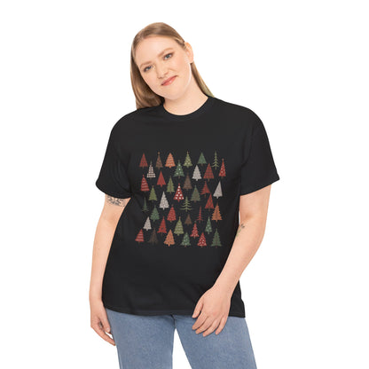 Minimal Christmas Tree T-Shirt, Boho Holiday Tee for Women