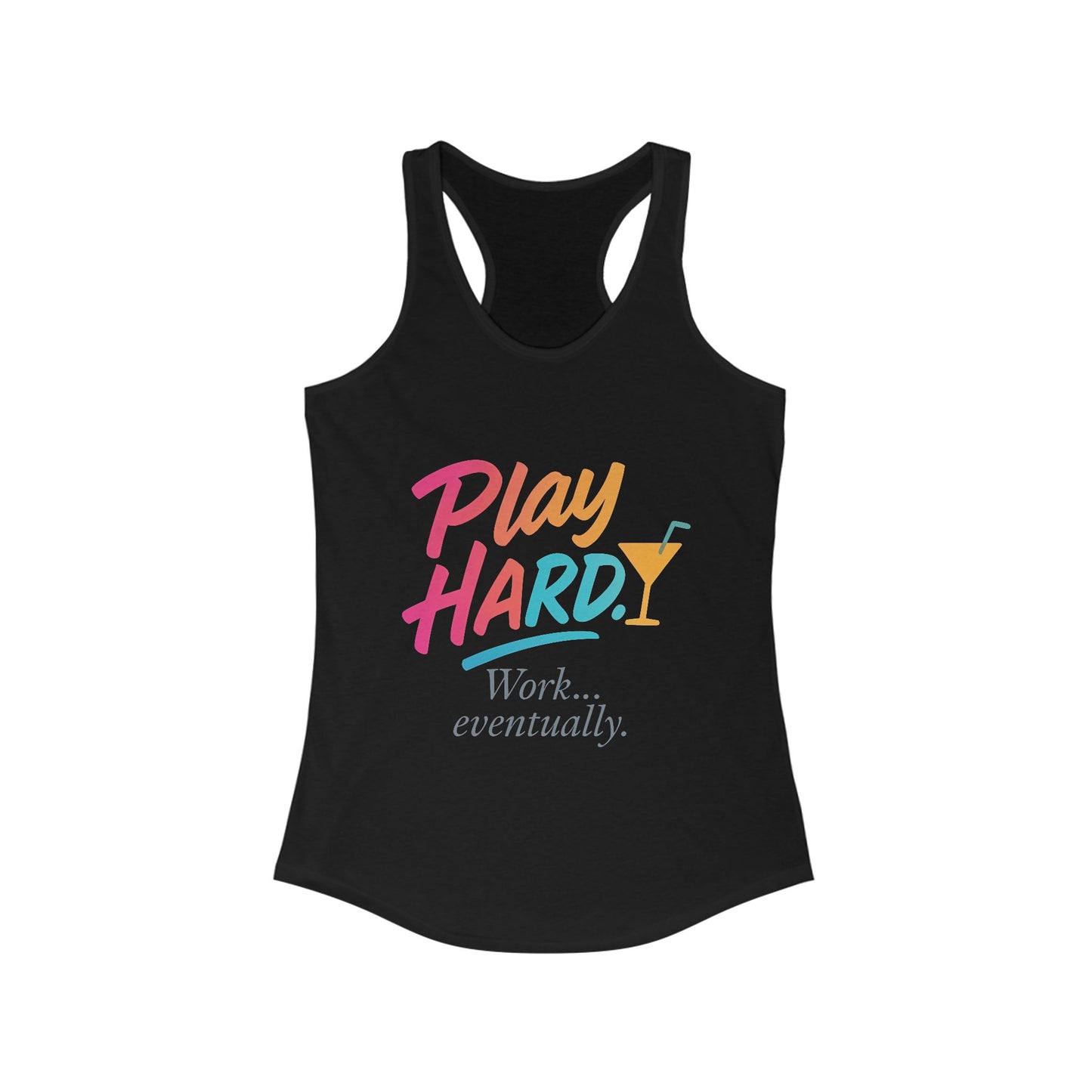 Play Hard Women's Racerback Tank - Motivational Summer Top, Fitness Wear, Casual Lounge Shirt, Gift for Her, Workout Tank