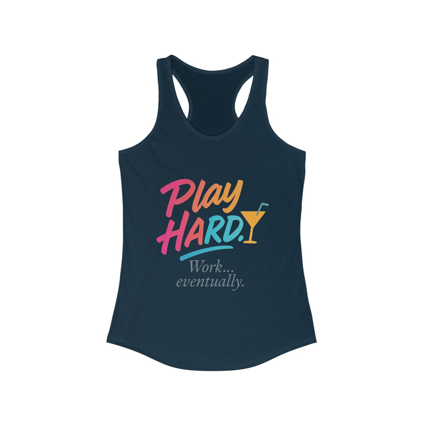 Play Hard Women's Racerback Tank - Motivational Summer Top, Fitness Wear, Casual Lounge Shirt, Gift for Her, Workout Tank