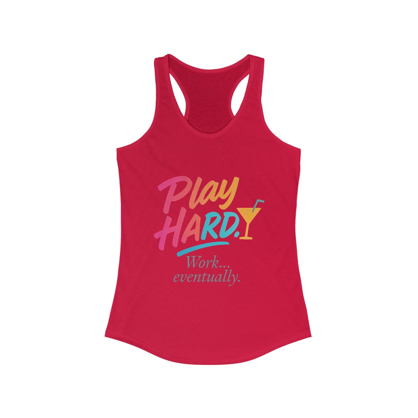 Play Hard Women's Racerback Tank - Motivational Summer Top, Fitness Wear, Casual Lounge Shirt, Gift for Her, Workout Tank