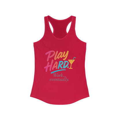 Play Hard Women's Racerback Tank - Motivational Summer Top, Fitness Wear, Casual Lounge Shirt, Gift for Her, Workout Tank