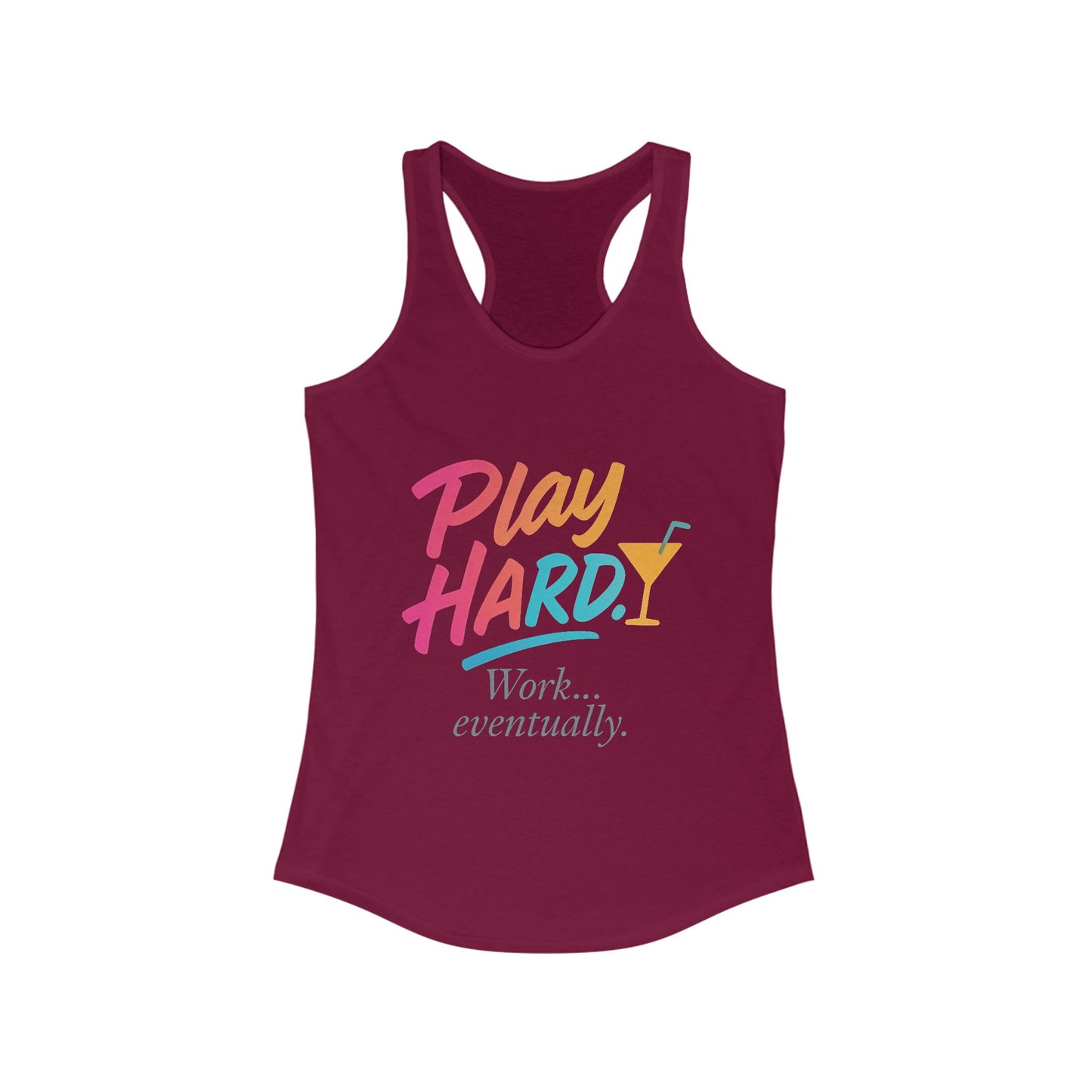 Play Hard Women's Racerback Tank - Motivational Summer Top, Fitness Wear, Casual Lounge Shirt, Gift for Her, Workout Tank