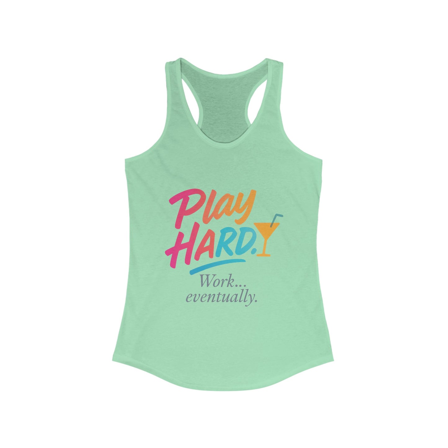 Play Hard Women's Racerback Tank - Motivational Summer Top, Fitness Wear, Casual Lounge Shirt, Gift for Her, Workout Tank