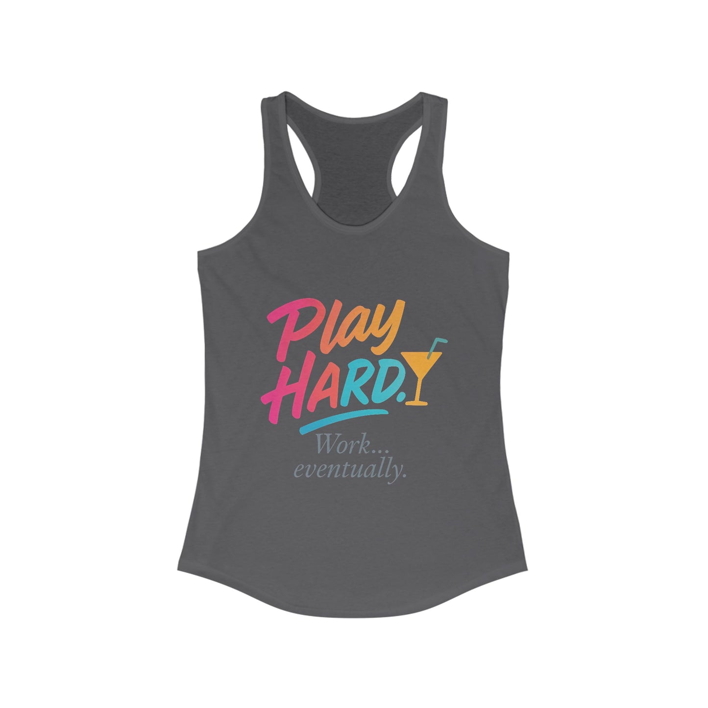 Play Hard Women's Racerback Tank - Motivational Summer Top, Fitness Wear, Casual Lounge Shirt, Gift for Her, Workout Tank