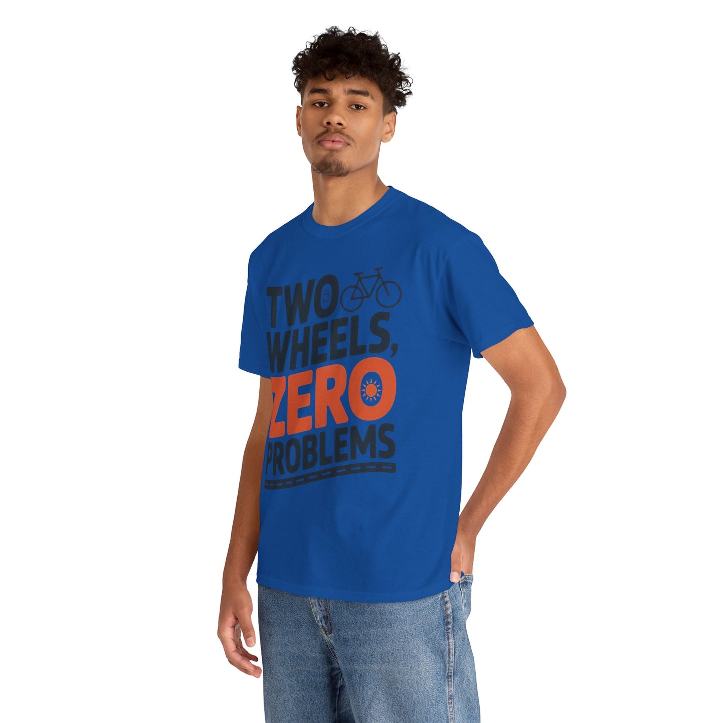 Two Wheels Zero Problems Mens Graphic Biker T-Shirt, Bike Humor Tee, Biker Gift