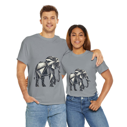 Geometric Elephant Tee - Minimalist Art Shirt, Nature Lover Gift, Animal Print T-Shirt, Unisex Cotton Tee, Eco-Friendly Wear