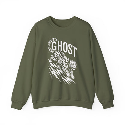 Ghost Leopard Crewneck Sweatshirt, Unisex Fashion, Cozy Casual Wear, Graphic Sweatshirt, Wild Animal Art, Gift for Animal Lovers