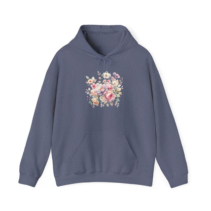 Floral Comfort Hoodie, Cozy Sweatshirt for Women, Spring Fashion, Gift for Her, Casual Everyday Wear, Soft Pastel Flower Print Sweatshirt