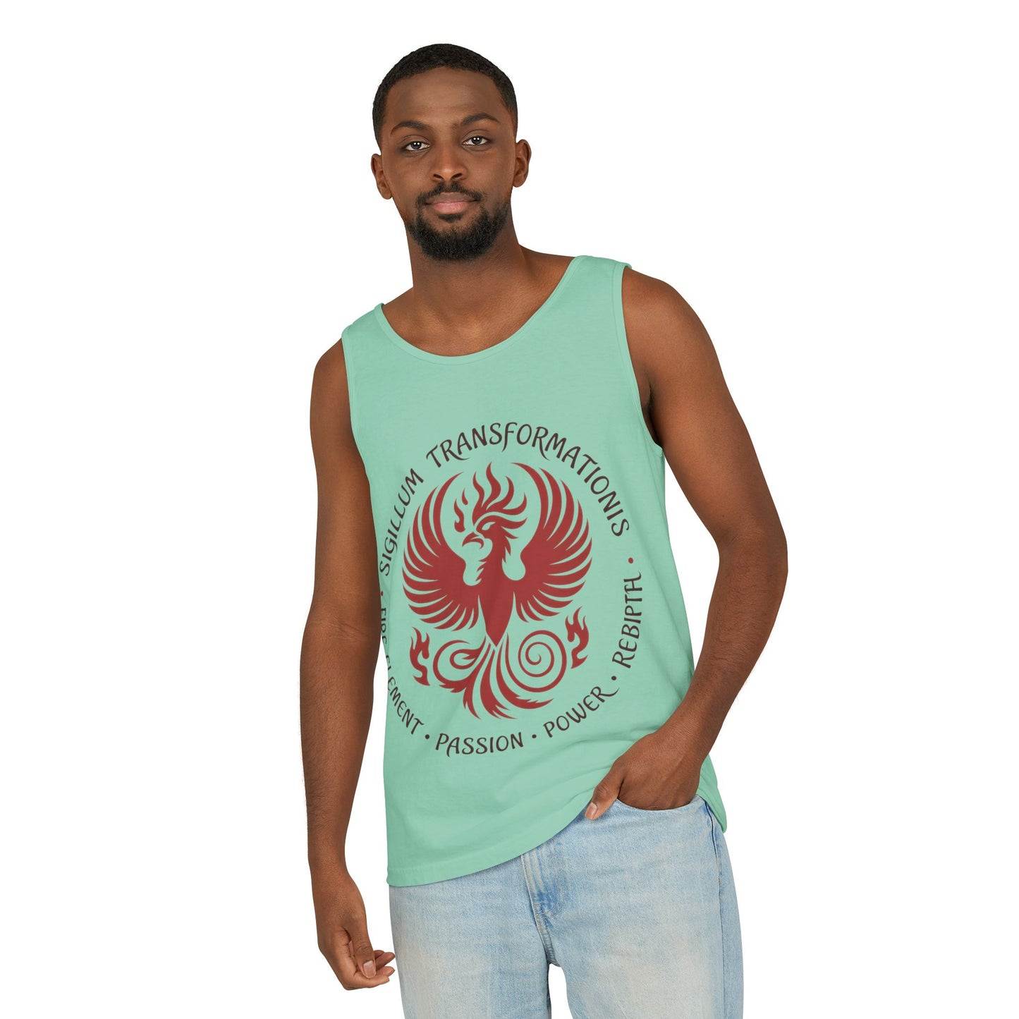 Phoenix Fire Element Tank Top, Sigillum Transformationis Seal, Passion Power Rebirth Totem, Phoenix Symbol Unisex Tank, Spiritual Tee