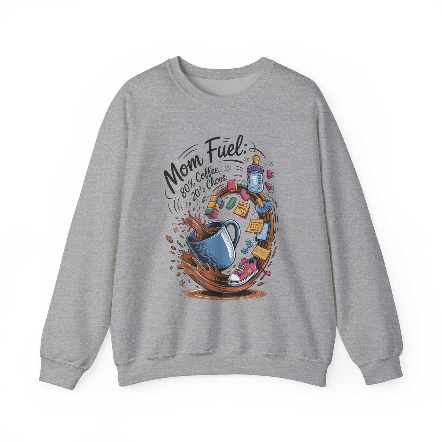 Mom Fuel Unisex Crewneck Sweatshirt, Perfect for Coffee Lovers, Gifts for Moms, Cozy Casual Wear, Funny Graphic Sweatshirt, Mother's Day