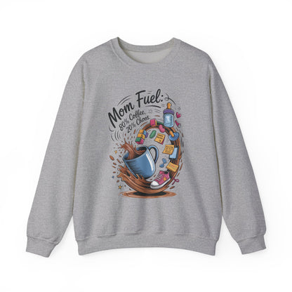 Mom Fuel Unisex Crewneck Sweatshirt, Perfect for Coffee Lovers, Gifts for Moms, Cozy Casual Wear, Funny Graphic Sweatshirt, Mother's Day