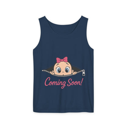 Coming Soon Maternity  Tank Top, Cute Baby Girl Pregnancy Announcement Shirt, Expecting Mom Gift, Gender Reveal Tank, Baby Shower Gift