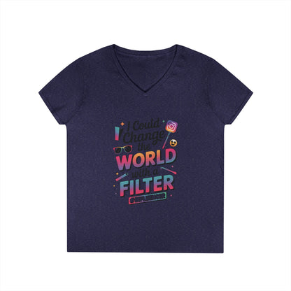 Ladies' V-Neck T-Shirt, Womens Influencer T-Shirt, Funny Social Media Graphic Tee, Cute Trendy Top