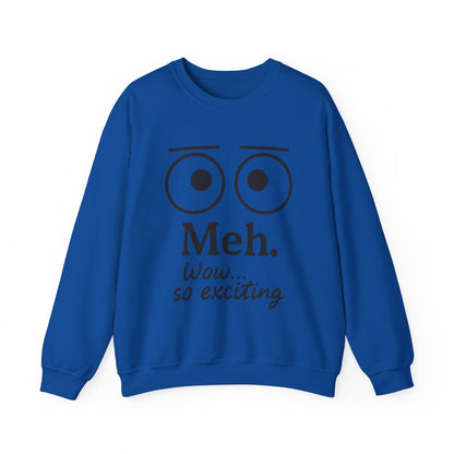 Mens Heavy Blend Crewneck with 'Meh' Design, Comfortable Apparel for Everyday Wear, Perfect for Relaxing