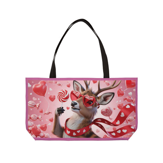 Valentine's Day Weekender Tote Bag, Cute Animal Tote, Gifts for Her, Reusable Shopping Bag, Travel Bag, Everyday Use