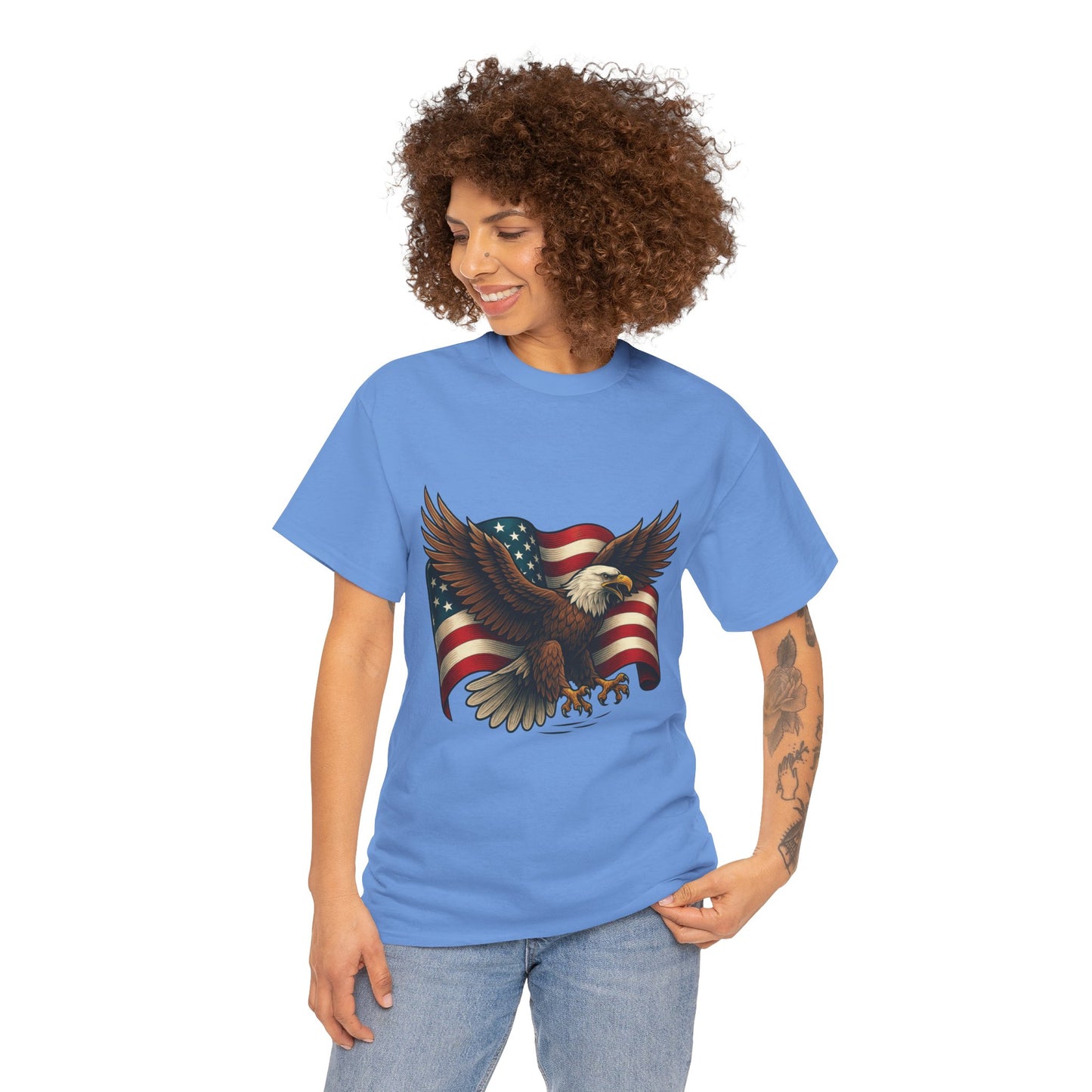 American Eagle Graphic Tee, Patriotic T-Shirt, Fourth of July Apparel, Eagle Love Shirt, Unisex Heavy Cotton Tee