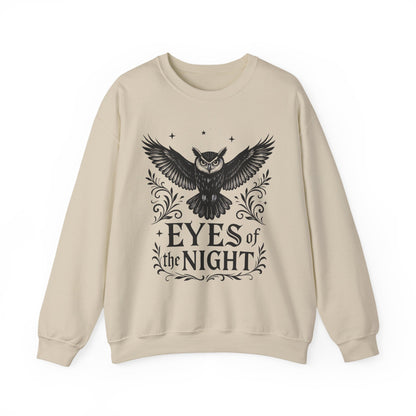 Eyes of the Night Owl Sweatshirt, Mens Dark Gothic Sweatshirt, Mysterious Owl Graphic Pullover, Forest Bird of Night Design, Halloween Gift