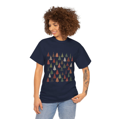 Minimal Christmas Tree T-Shirt, Boho Holiday Tee for Women