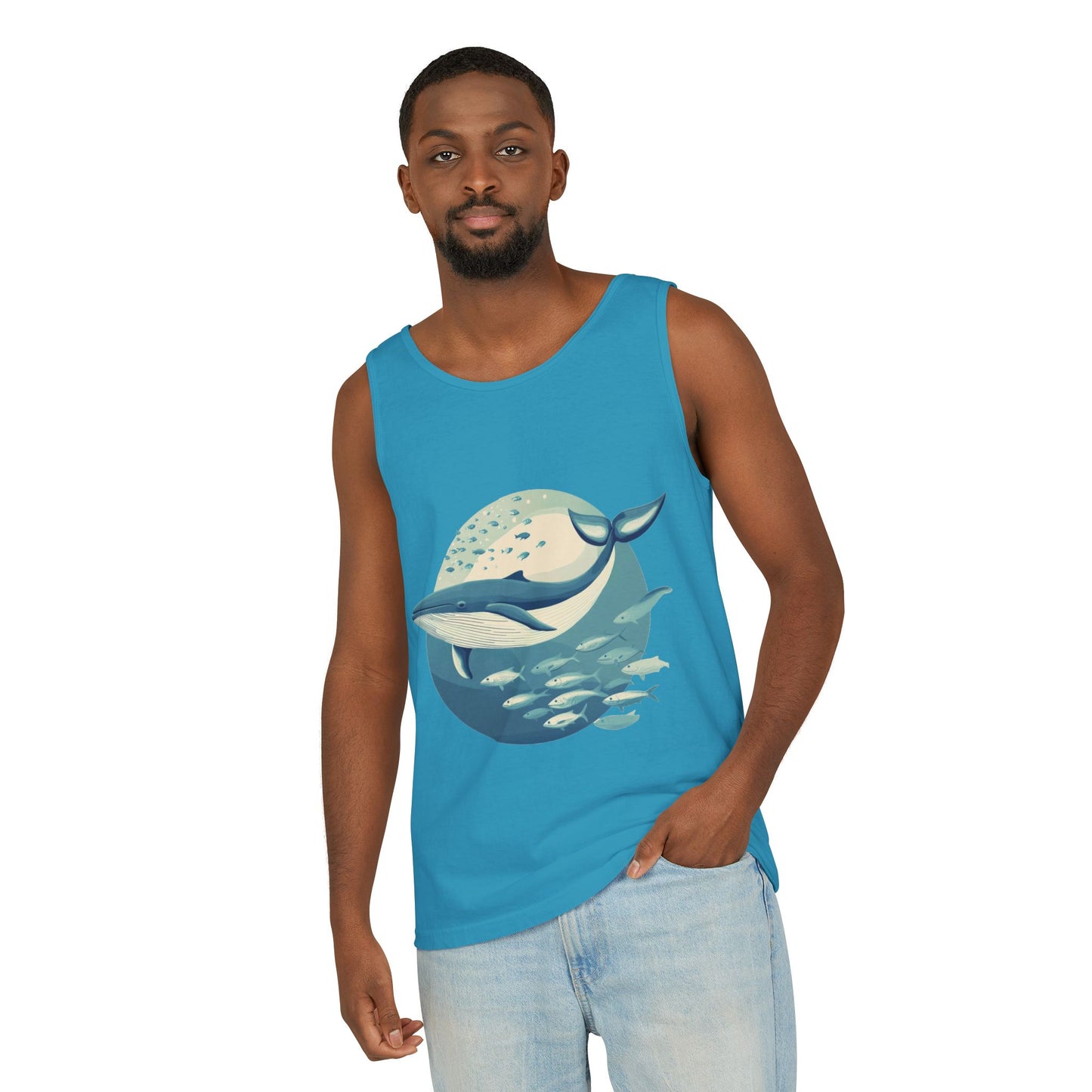 Ocean-Inspired Unisex Tank Top, Whale Design Shirt, Summer Casual Wear, Beach Vibes Gift, Eco-Friendly Fashion