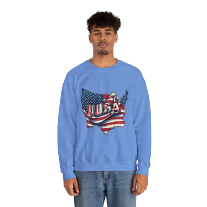 Patriotic USA Crewneck Sweatshirt, Unisex Sweatshirt, American Flag Apparel, Casual Comfort, Great for Independence Day and Holidays